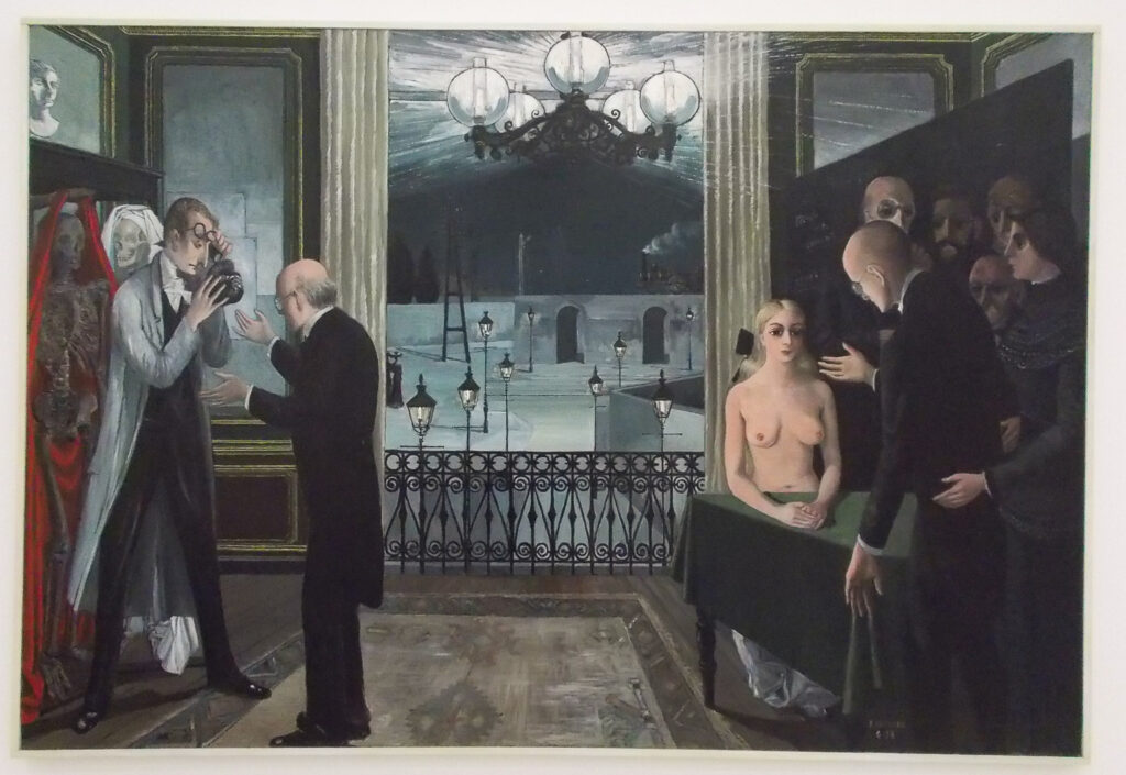 laissez-moi vous expliquer ce qu'est le 8 mars, mademoiselle - Paul Delvaux (1897-1994) - L'école des savants, 1958