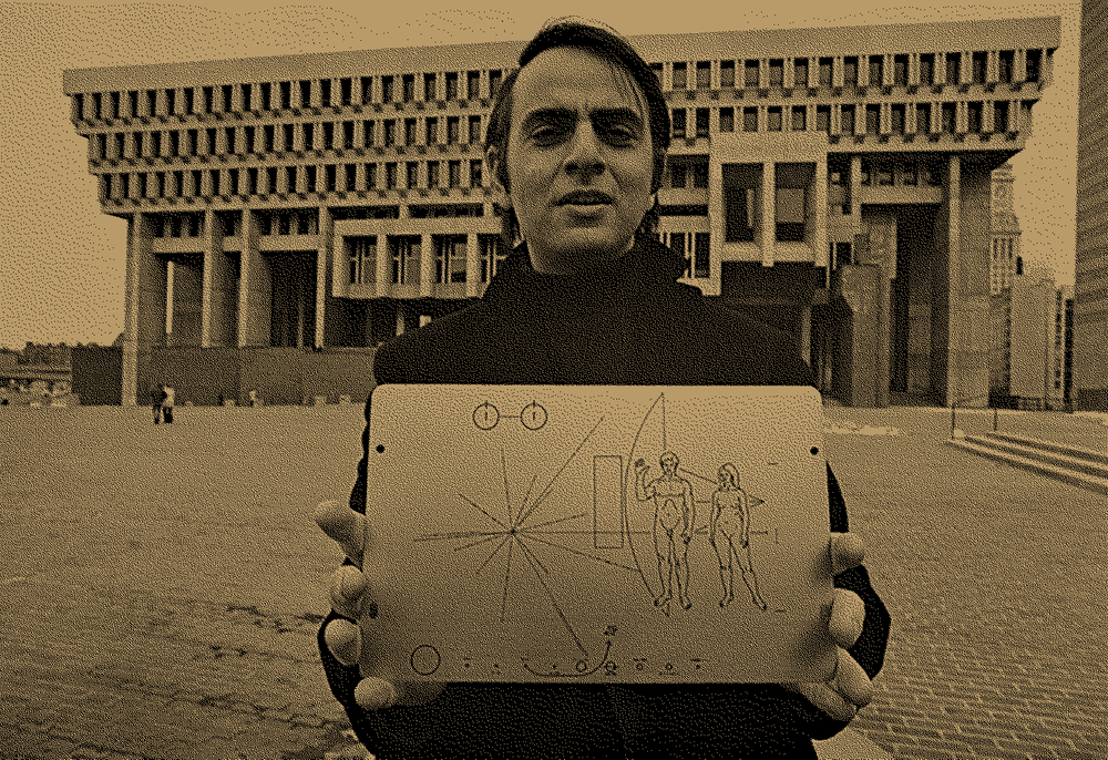 message aux extra-terrestres : nuit plus calme en France 
Carl Sagan et la plaque de Pioneer 1972