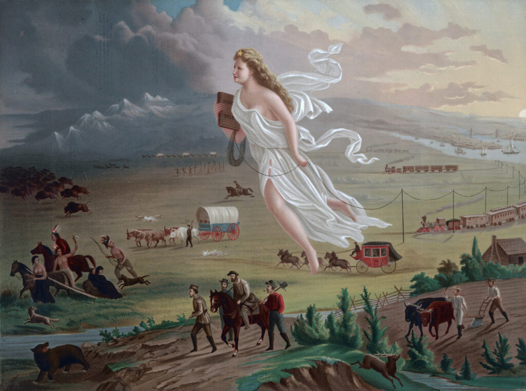 15 août : l'assomption de la vierge Marie du far-west. American Progress, John Gast