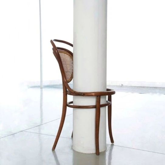Seigneur - élève moi. Mario Navarro (American, b.1984) @mariomarionavarro ,Future Islands, 2016, Insitu intervention: columns, thonet era chairs, variable dimensions. Museo de Arte de Zapopan.