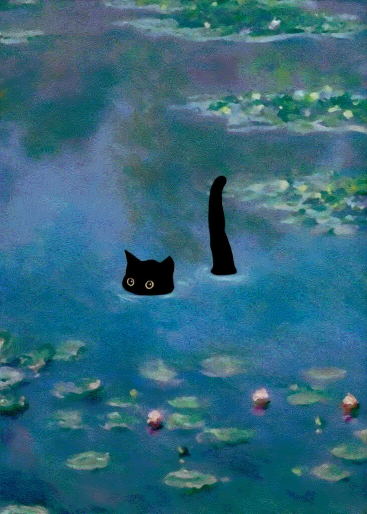 Claude Monet -son chat et- les Nymphéas. Allan Brakus