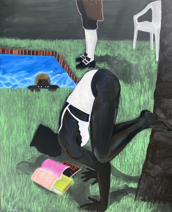 la vie des gens avec piscine. John Madu — Grace Jones Doing Kemetic Yoga and Me as Voyeur III (acrylic on canvas, 2020)