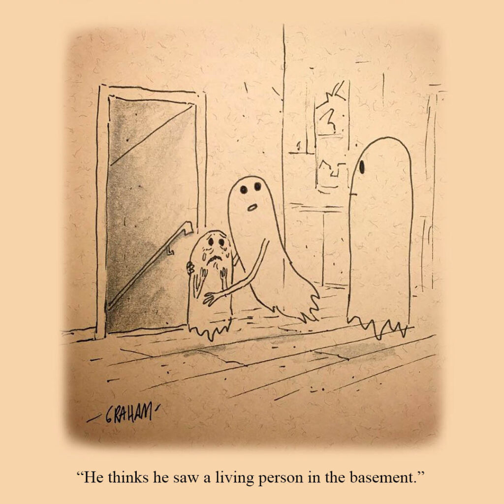 Halloween : rassurer les petits. le petit fantôme qui croyait avoir vu une personne vivante au sous-sol