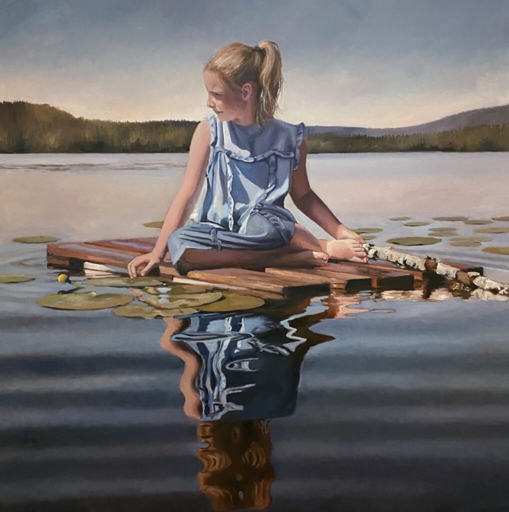 reflet de fille naufragée dérivant sur une palette