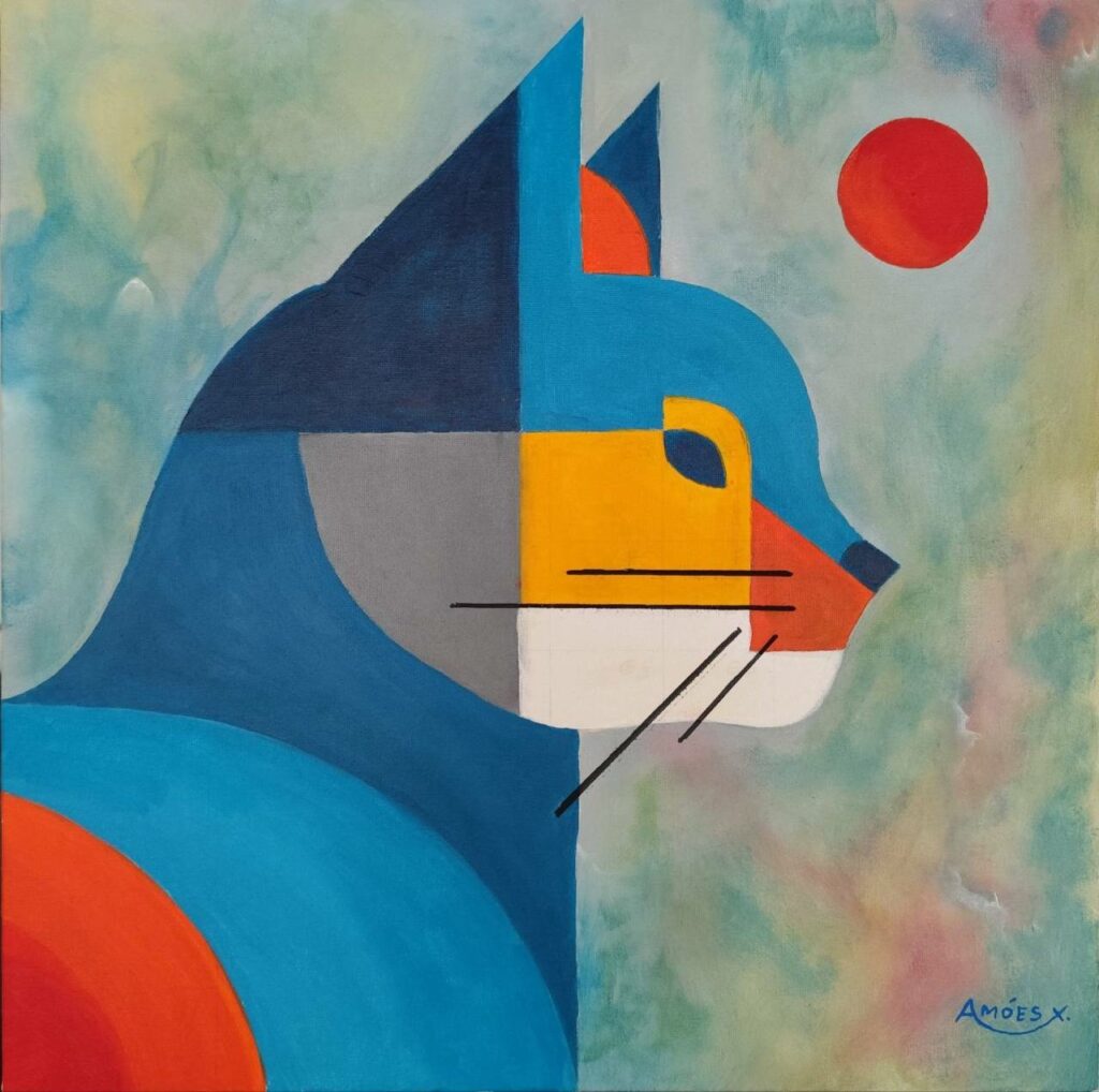 les couleurs d'un chat sous le soleil rouge