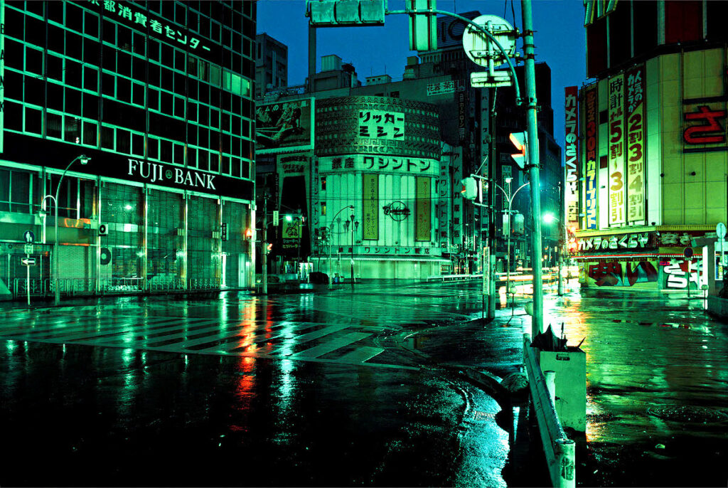la couleur verte de Tokyo la nuit