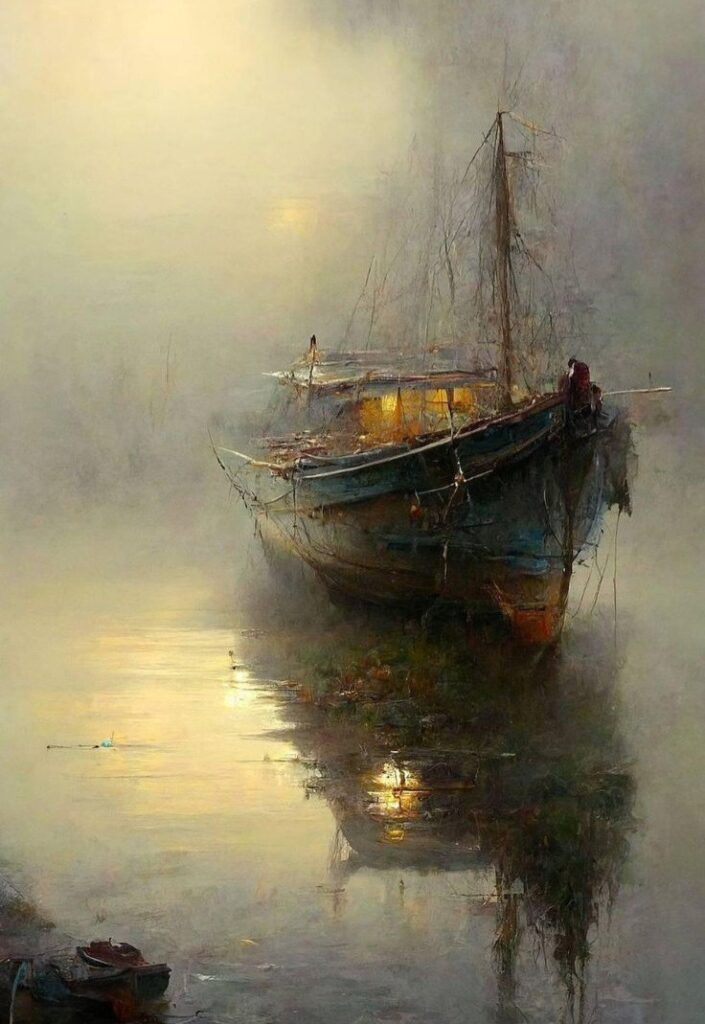 le vaisseau fantôme dans la brume