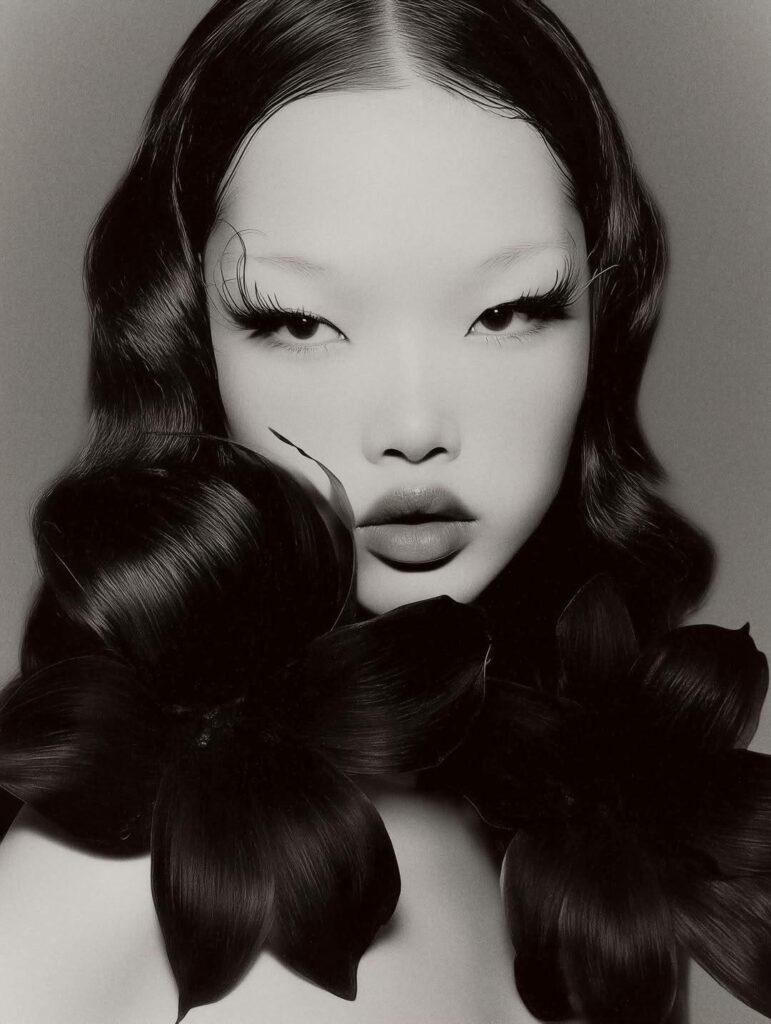 une jeune femme d'une grande beauté aux yeux écartés