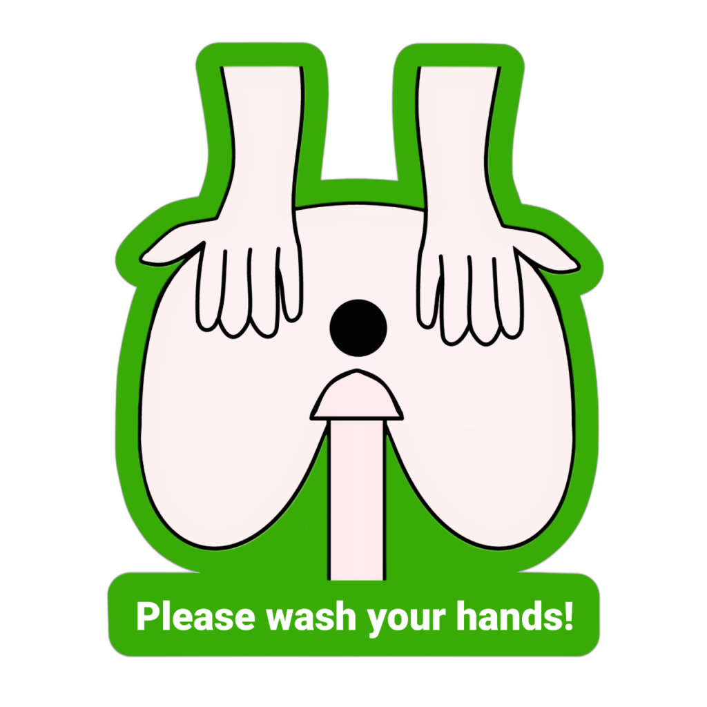 une affiche de promotion de l'hygiène des mains pouvant être confondue avec une représentation de sodomie