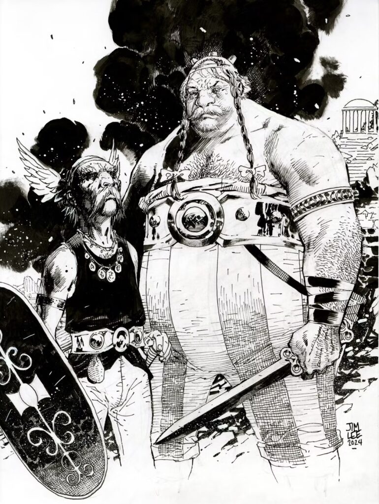 Astérix et Obélix, l'air sombre, dans un monde en guerre