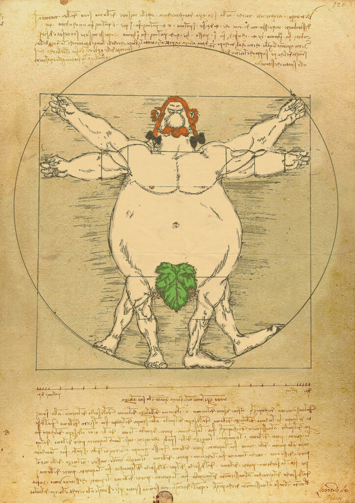 Le célèbre dessin de Léonard de Vinci, l'Obélix de Vitruve, illustre la volonté de définir un gaulois idéal. Les proportions de cet homme aux bras écartés, qui s'inscrit à la fois dans un cercle et un carré, respecteraient, elles aussi, le rapport du nombre d'or : 1,618