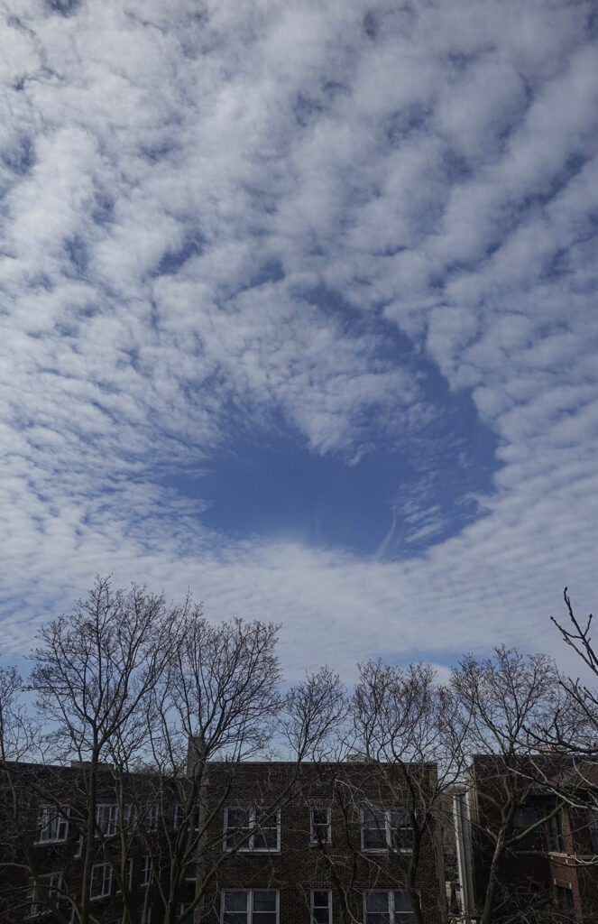 l'oeil du vortex dessinant une silhouette féline dans les nuages